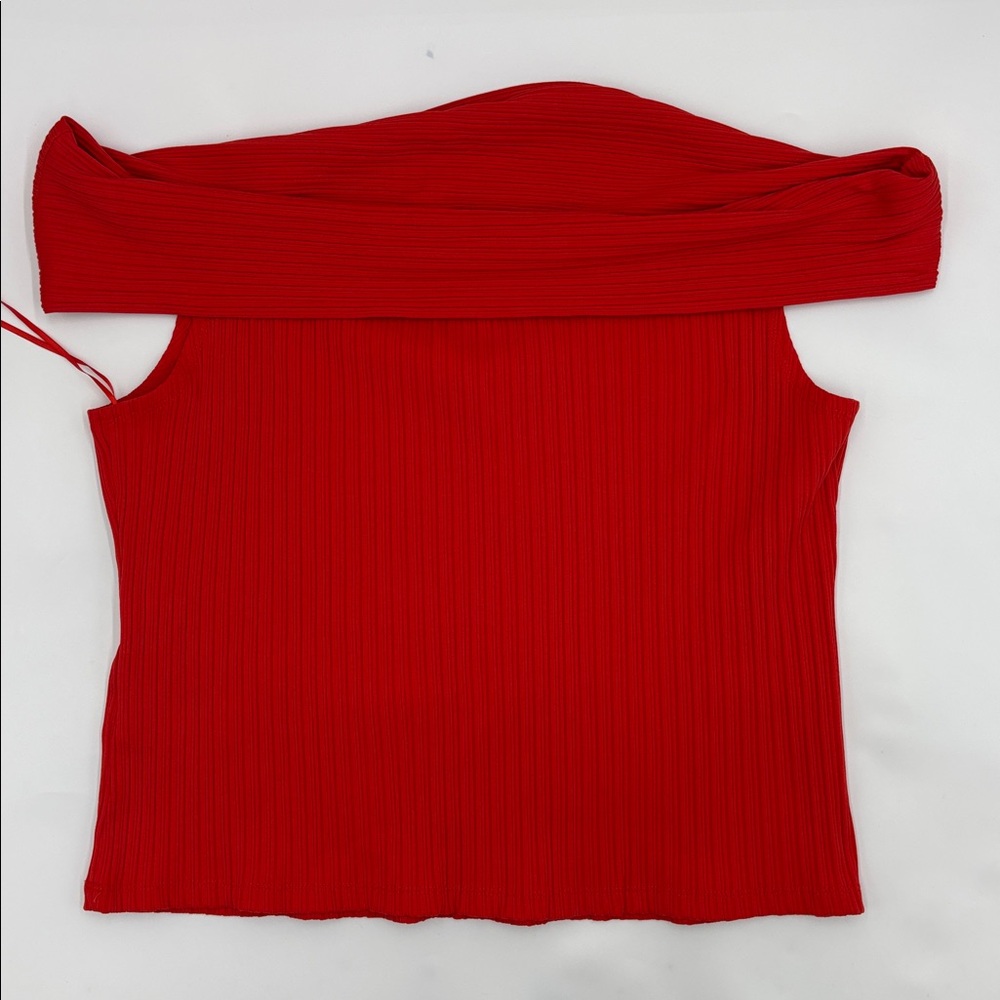 Madewell Rib Off the Shoulder Top in Rouge - Picture 4 of 7